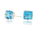 Blue Topaz Square-Cut Earrings