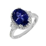 7.35 ct. tw. 18k White Gold Oval Cut Genuine Fine Quality Deep Rich Color Tanzanite and Diamond Ring with 5 Year Warranty and Manufacturers Appraisal