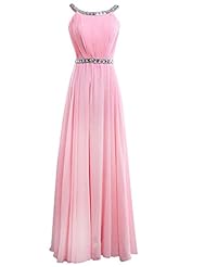 Scoop Neck Chiffon Crystals Crystal Floor Length Off the Shoulder Evening Dress/Prom Dress 
