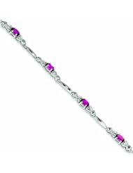 Genuine .925 Sterling Silver Pink Tourmaline And Diamond Bracelet 3.5 Grams . 100% Satisfaction Guaranteed.