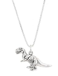 Sterling Silver Tyrannosaurus Dinosaur T-REX Charm with Box Chain Necklace