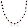 Sterling Silver .925 Genuine Garnet Stone 4mm Bead Link Necklace