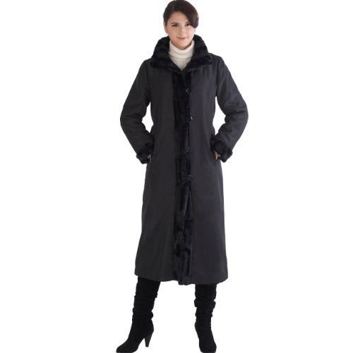 BGSD Womens Single-Breasted Reversible Faux Mink Fur Long Coat