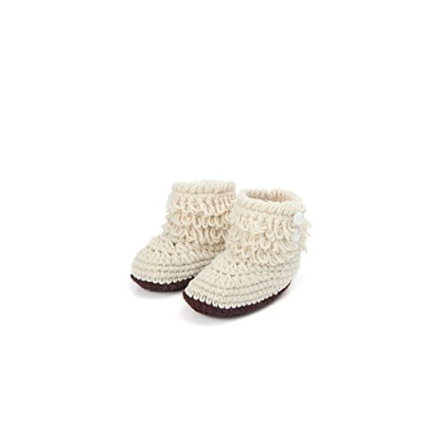 Dealzip Inc® Unisex Boy Girl Baby Newborn Infant Hand Knitting Crochet Beige Tassel Buckle Shoes Socks Boots 