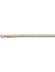 8mm Fancy Two Tone Gold Link Bracelet 9"