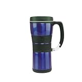 AutoSeal 16 oz Stainless Steel Double Wall Vacuum Insulated Handled Mug with Carabiner Clip in Blue