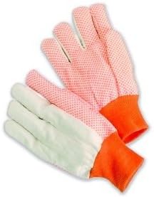 Workforce Industrial Men's Orange Dots Cotton Canvas Glove, 10 Ounces, Knit Wrist - 12 Per Package