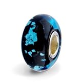 Sterling Silver Core Murano Glass Slide-on and Slide-off Glass Bead , 14 X 8mm. 5mm Hole so Fits Most Bracelets, Compatible with Pandora, Trollbeads Chamilia,silverado,biagi and Many More...
