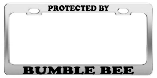 Protected by Bumble BEE License Plate Frame Tag Holder Car Truck Accessories