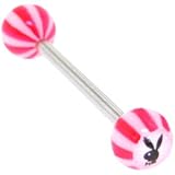 Playboy Bunny White LOGO INLAY Pink BEACH BALL Barbell Tongue Ring