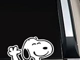 SNOOPY WAVING 6" White VINYL STICKER/DECAL