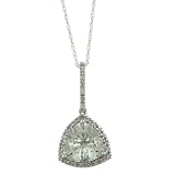 31tBzieQjiL. SL160  10k White Gold 3.6cttw Trillion Green Amethyst and Diamond Pendant Necklace