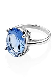 Platinum Plated Oval Cocktail Diamanté Ring