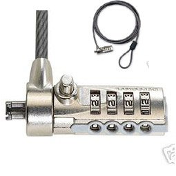 Notebook Computer Keyless 4 Digit Combination Lock and Steel Security Cable for PC