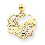 10k Two-Tone Number 1 Grandma Heart Charm - JewelryWeb
