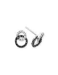 Tivolia Collection black and white diamond double circle earrings