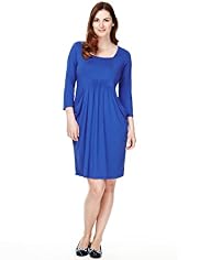 Plus Drape Pockets Elasticated Front Tunic Dress