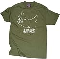 JAWS Distressed (worn looking) Classic Movie Shark Olive T-shirt
