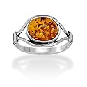 Oxidized Cognac Amber Ring