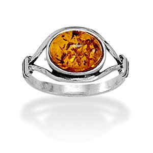 Oxidized Cognac Amber Ring