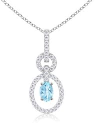 0.64 ct Oval Aquamarine and Round Diamond Pendant Necklace