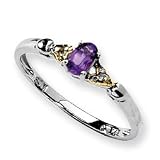 Sterling Silver & 14k Gold Amethyst & Diamond Ring (Sizes 6-8)