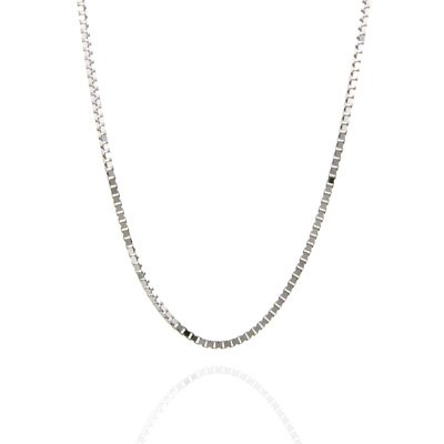 18K White Gold Box Link Necklace 24