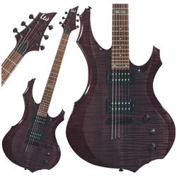 ESP F-100FM Electric Guitar, See Through Black Black Hardware