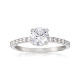 .75 Carat CZ Solitaire Ring With .25 ct. t.w. CZs In Sterling Silver