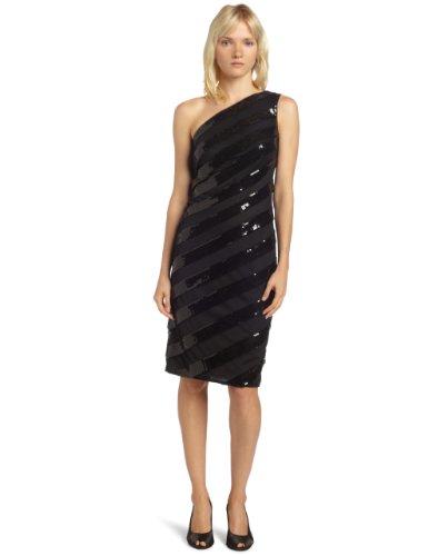 TADASHI SHOJI Women's One Shoulder Mesh Sequin Dress