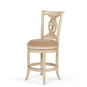 Carved Grapes Counter Height Swivel Bar Stool (24"H seat) - Chestnut Frame with Saddle Brown Leather Seat - Frontgate
