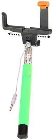 Ischulke® New 3.5mm USB Cable Connection Extendable Selfie Handheld Stick Monopod [No Battery + No Bluetooth + No App + No Wifi] with Shutter Remote Control Shaft for Iphone 6 6 Plus 5s 5c 5 4s 4,samsung Galaxy S3 S4 S5, Samsung Galaxy Note 2 Note 3 Note 4, Htc, Blackberry, Sony, Lg, Compatble with IOS 5.0/ Android 4.2 or Above System (Green)