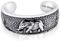Sterling Silver 925 Antique Animal Design Toe Ring. Nickel Free Adjustable Fit Solid Band One Size Fits All. Polished