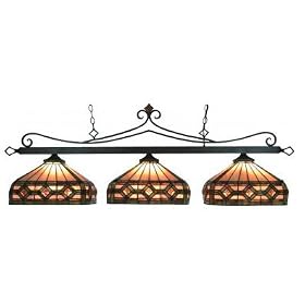 TIFFANY LTG 3-LT POOL LIGHT IN TIFFANY BRONZE W/T8 SHADES
