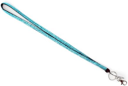 Aqua Rhinestone Lanyard Id Badge Holder Key Chain Ring & Clasp