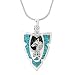 Southwestern Wolf and Wolf Paw Arrowhead Pendant in Sterling Silver with Turquoise Chip Inlay on a 20" Rhodium Snake Chain for Men or Women, #7897