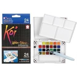 KOI WATERCOLOR FIELD SKETCH BX W/ BRUSH-24 PC SET-24 COLORS