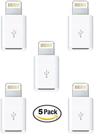 5 Pack iPhone / iPad 8-pin Lightning Plug to Micro USB Socket Converter / Adapter / Connector (White)