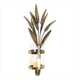 Ornate Scroll Cattail Wall Candle Lantern