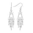 High Polished Sterling Silver Young Line Earrings with Clear Cubic Zirconia - 2.5mm