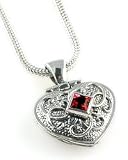 Anatoli Garnet Heart Locket Necklace