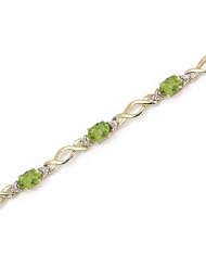 10K Yellow Gold Oval Peridot and Diamond Bracelet
