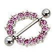 Stainless Steel Shields Nipple Ring with Pink CZ - Sold Individually
