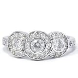 31tDH2xhwsL. SL160  .80CT Three Stone Bezel Set 14k White Gold Past Present Future Round Diamond Anniversary Engagement Ring G/H I1