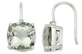8 Carat Green Amethyst and Diamond 14K White Gold Earrings