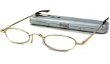 Porpoise Tube Readers Reading Glasses - Slim Clam II Gold with Silver Case by Porpoise
