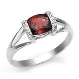 14k White Gold Garnet and Diamond Ring