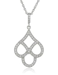 Sterling Silver Cubic Zirconia Antiqued Pendant Necklace, 18"