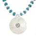 Round Double Sided Thai Script Pendant in Karen Hill Tribe Silver with Apatite Gemstone and Silver Rock Bead Necklace, 20" Length, #7932