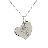 Eve's Addiction Sterling Silver Palm Tree Heart Charm Pendant